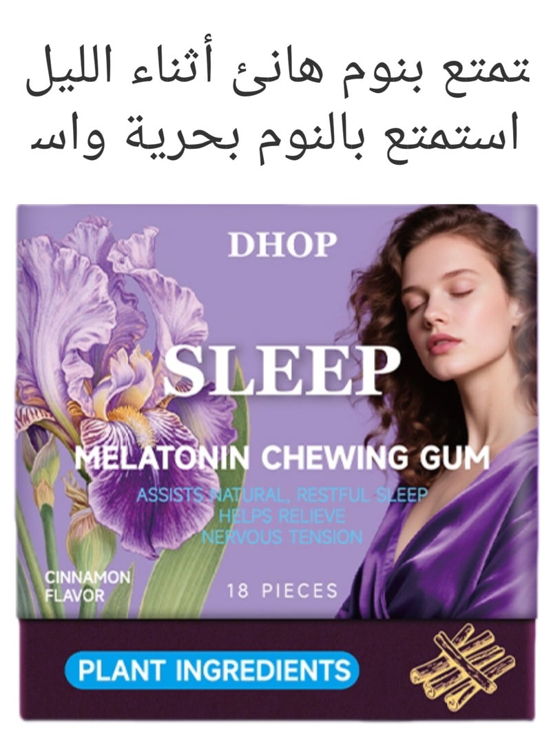 DHOP Melatonin & GABA Sleep Gum with Oral Care - Natural Peppermint & Cinnamon, 18 Count - Image 1